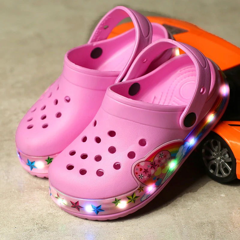 Kids' LED Light Sandals: Breathable Beach Shoes for Boys & Girls