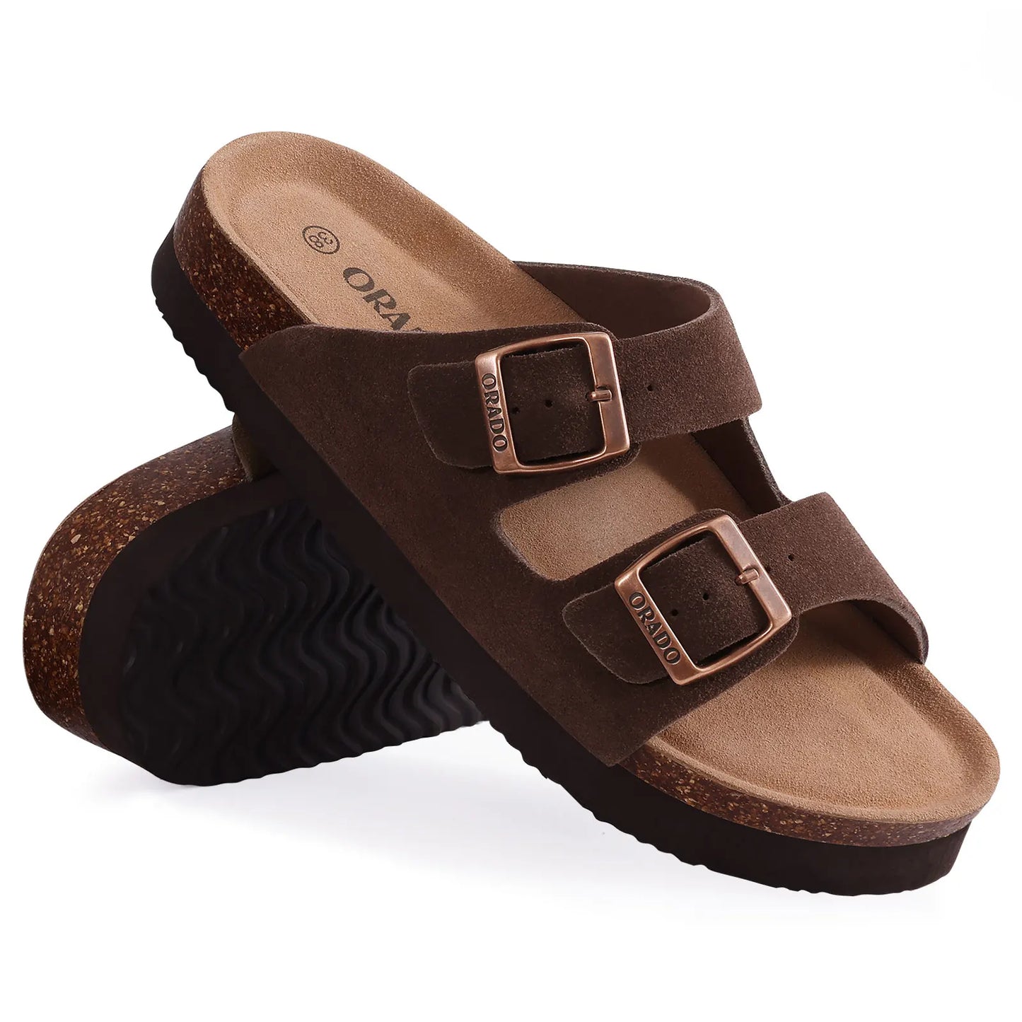 Smile PoP Women's Cork Clogs – Suede Slip-On Slippers for Indoor & Outdoor Comfort, Non-Slip Design