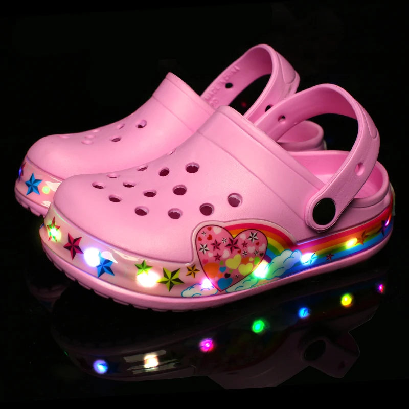 Kids' LED Light Sandals: Breathable Beach Shoes for Boys & Girls