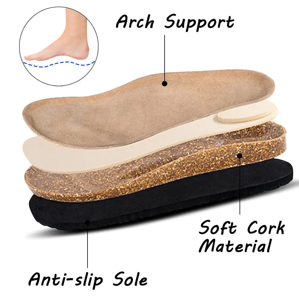 Smile PoP Women's Cork Clogs – Suede Slip-On Slippers for Indoor & Outdoor Comfort, Non-Slip Design