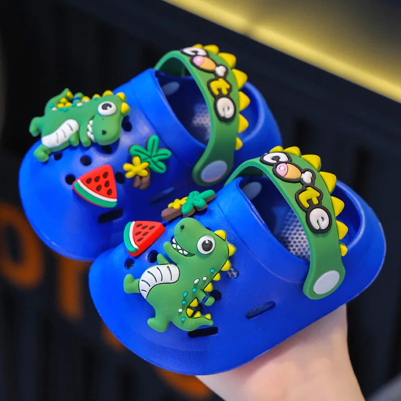 Kids' Summer Sandals: Soft Anti-Skid Cartoon Dinosaur Beach Shoes