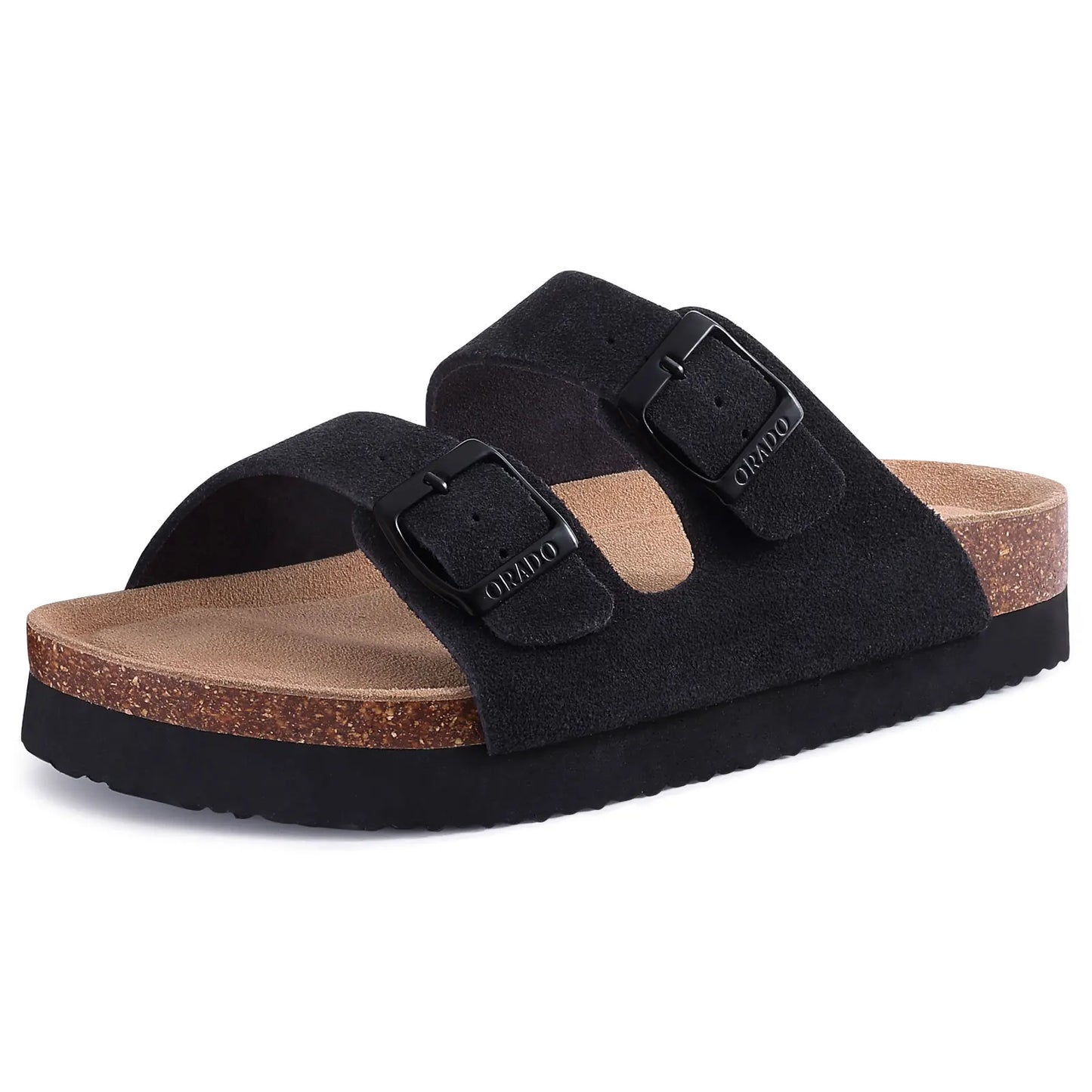 Smile PoP Women's Cork Clogs – Suede Slip-On Slippers for Indoor & Outdoor Comfort, Non-Slip Design