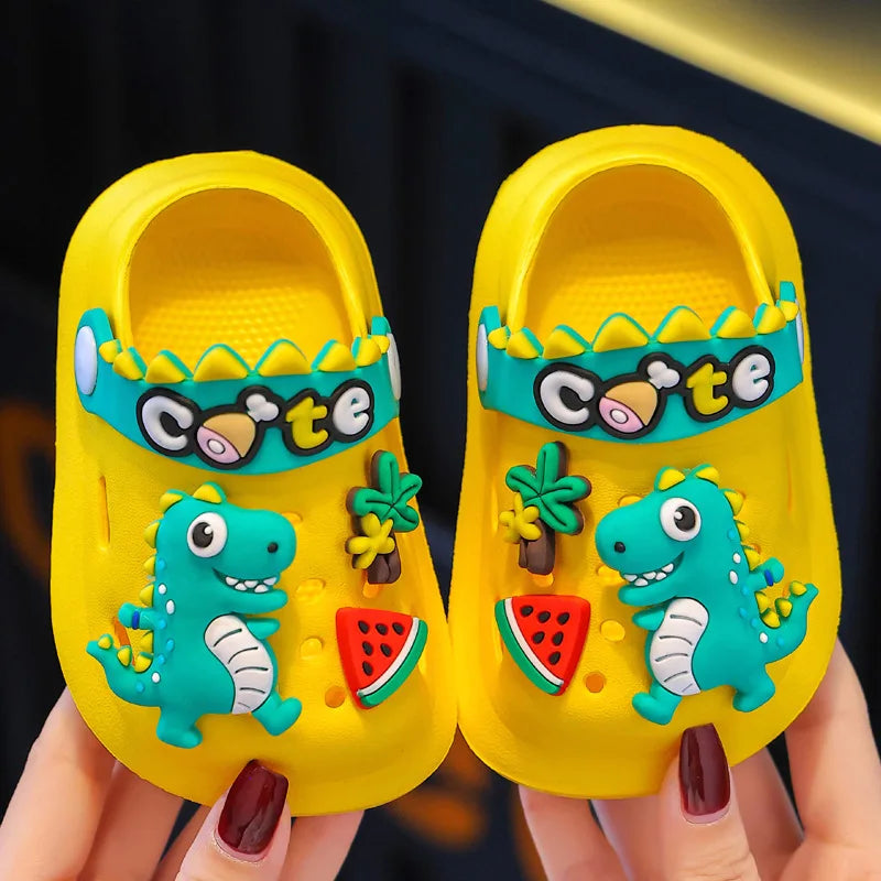 Kids' Summer Sandals: Soft Anti-Skid Cartoon Dinosaur Beach Shoes