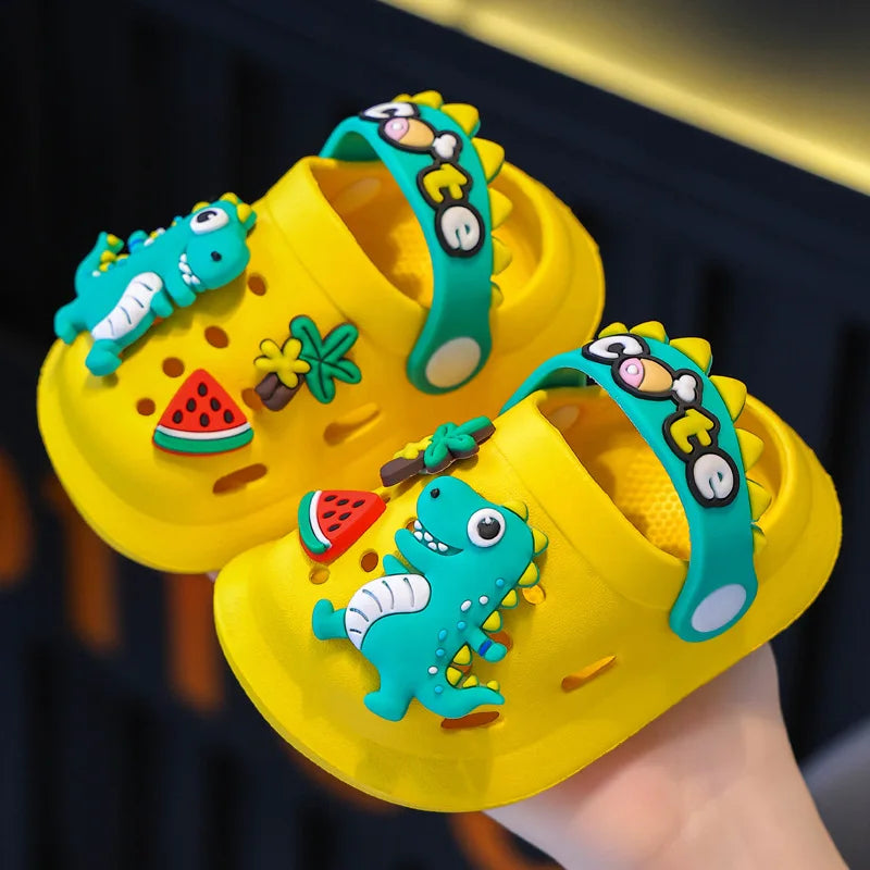 Kids' Summer Sandals: Soft Anti-Skid Cartoon Dinosaur Beach Shoes