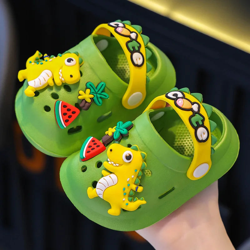 Kids' Summer Sandals: Soft Anti-Skid Cartoon Dinosaur Beach Shoes