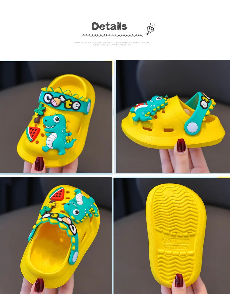 Kids' Summer Sandals: Soft Anti-Skid Cartoon Dinosaur Beach Shoes