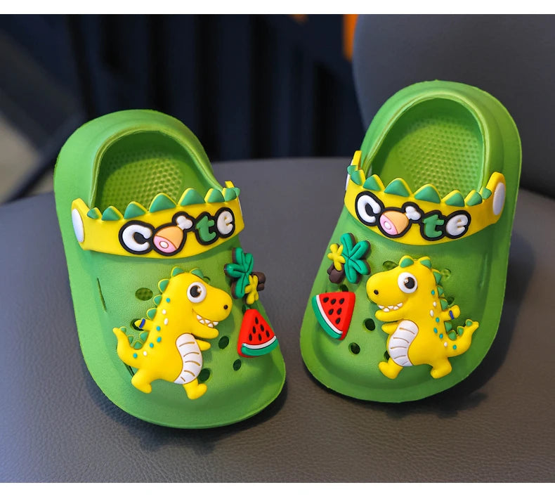 Kids' Summer Sandals: Soft Anti-Skid Cartoon Dinosaur Beach Shoes