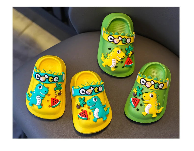 Kids' Summer Sandals: Soft Anti-Skid Cartoon Dinosaur Beach Shoes